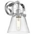 Pilaster II Cone 9.75" High Polished Chrome Sconce With Clear Shade