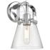 Pilaster II Cone 9.75" High Polished Chrome Sconce With Seedy Shade