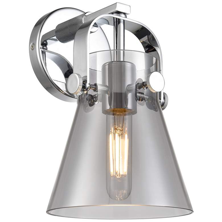 Image 1 Pilaster II Cone 9.75" High Polished Chrome Sconce With Smoke Shade