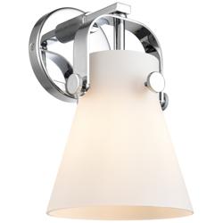 Pilaster II Cone 9.75&quot; High Polished Chrome Sconce With White Shade