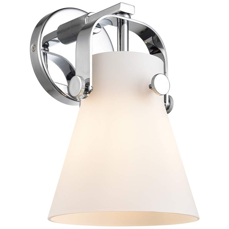 Image 1 Pilaster II Cone 9.75" High Polished Chrome Sconce With White Shade