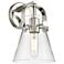 Pilaster II Cone 9.75" High Polished Nickel Sconce With Clear Glass Sh