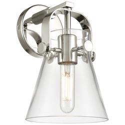 Pilaster II Cone 9.75" High Polished Nickel Sconce With Clear Glass Sh