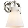 Pilaster II Cone 9.75" High Polished Nickel Sconce With Matte White Sh