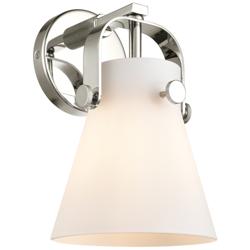 Pilaster II Cone 9.75" High Polished Nickel Sconce With Matte White Sh