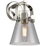 Pilaster II Cone 9.75" High Polished Nickel Sconce With Plated Smoke S