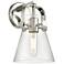 Pilaster II Cone 9.75" High Polished Nickel Sconce With Seedy Glass Sh