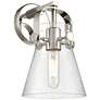 Pilaster II Cone 9.75" High Polished Nickel Sconce With Seedy Glass Sh