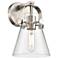 Pilaster II Cone 9.75" High Satin Nickel Sconce With Clear Shade