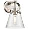 Pilaster II Cone 9.75" High Satin Nickel Sconce With Seedy Shade