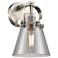 Pilaster II Cone 9.75" High Satin Nickel Sconce With Smoke Shade