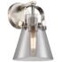 Pilaster II Cone 9.75" High Satin Nickel Sconce With Smoke Shade