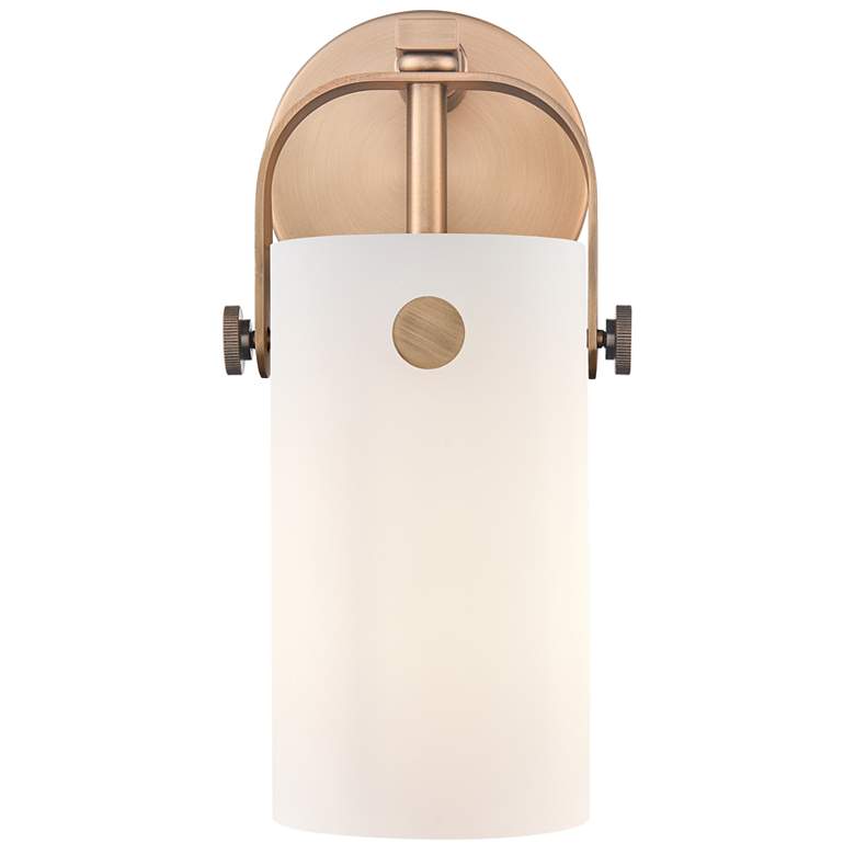 Image 3 Pilaster II Cylinder 10.5" High Brushed Brass Sconce With Matte White more views