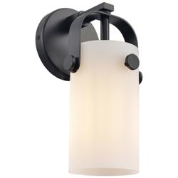 Pilaster II Cylinder 10.5&quot; High Matte Black Sconce With Matte White Sh