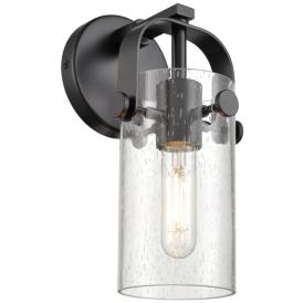 Pilaster II Cylinder 10.5" High Matte Black Sconce With Seedy Shade Pilaster II Cylinder 10.5" High Matte Black Sconce With Seedy Shade