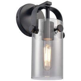 Pilaster II Cylinder 10.5" High Matte Black Sconce With Smoke Shade Pilaster II Cylinder 10.5" High Matte Black Sconce With Smoke Shade