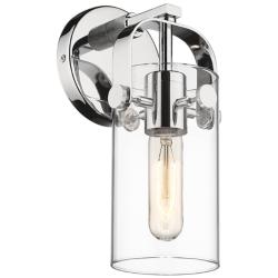 Pilaster II Cylinder 10.5&quot; High Polished Chrome Sconce With Clear Shad