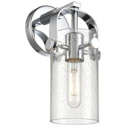 Pilaster II Cylinder 10.5&quot; High Polished Chrome Sconce With Seedy Shad