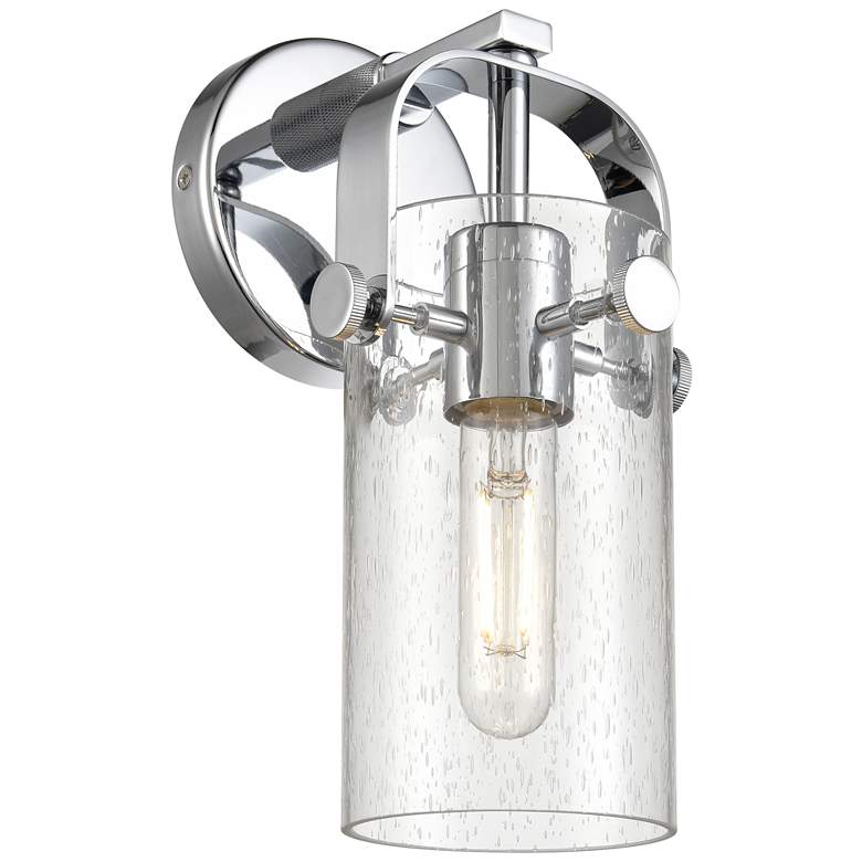 Image 1 Pilaster II Cylinder 10.5" High Polished Chrome Sconce With Seedy Shad