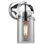 Pilaster II Cylinder 10.5" High Polished Chrome Sconce With Smoke Shad