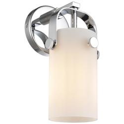 Pilaster II Cylinder 10.5&quot; High Polished Chrome Sconce With White Shad