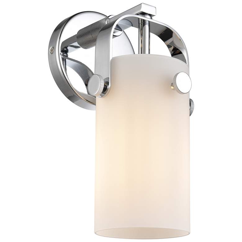 Image 1 Pilaster II Cylinder 10.5" High Polished Chrome Sconce With White Shad