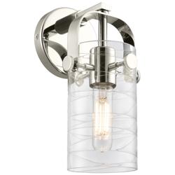 Pilaster II Cylinder 10.5" High Polished Nickel Sconce w/ Deco Swirl S