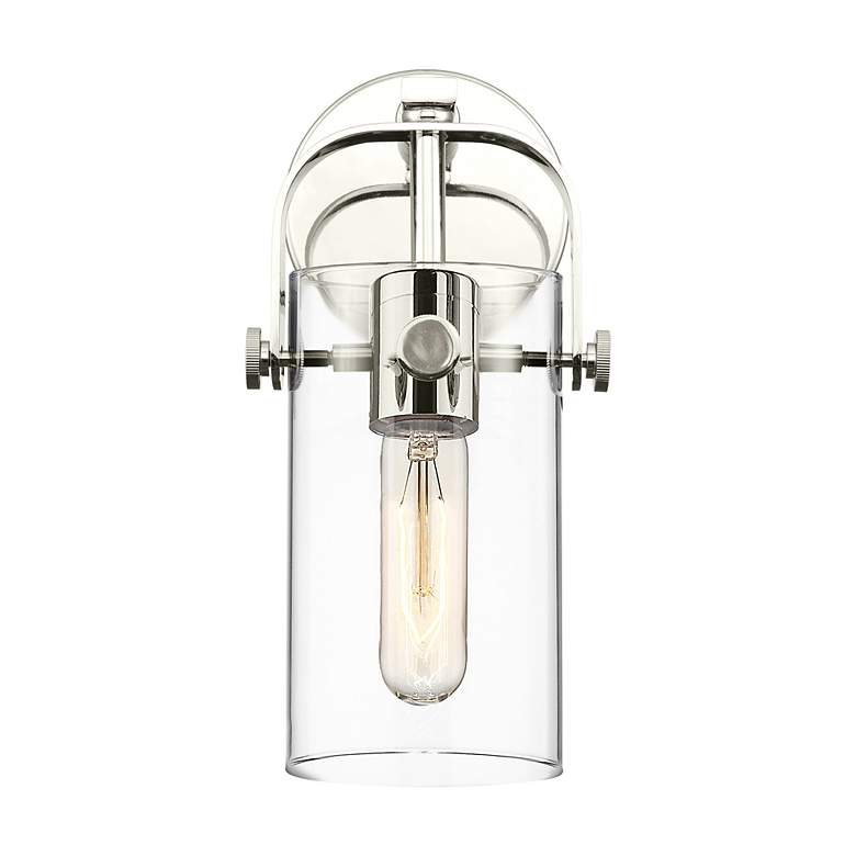 Image 3 Pilaster II Cylinder 10.5" High Polished Nickel Sconce With Clear Shad more views