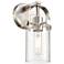 Pilaster II Cylinder 10.5" High Satin Nickel Sconce With Seedy Shade