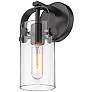 1_Pilaster II Cylinder 10 1/2"H Black Clear Glass Wall Sconce