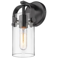 Pilaster II Cylinder 10 1/2"H Black Clear Glass Wall Sconce