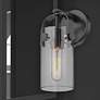 2_Pilaster II Cylinder 10 1/2"H Black Clear Glass Wall Sconce more views