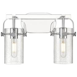 Pilaster II Cylinder 15" Wide 2 Light Chrome Bath Light With Seedy Sha