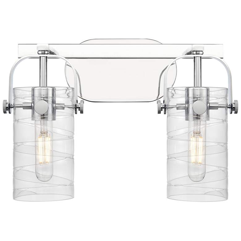 Image 1 Pilaster II Cylinder 15" Wide 2 Light Chrome Bath Light With Swirl Sha