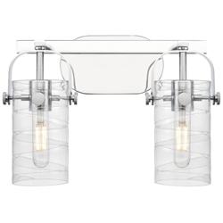 Pilaster II Cylinder 15" Wide 2 Light Chrome Bath Light With Swirl Sha