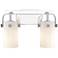 Pilaster II Cylinder 15" Wide 2 Light Chrome Bath Light With White Sha