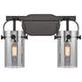 Pilaster II Cylinder 15" Wide 2 Light Matte Black Bath Light w/ Smoke