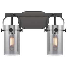 Pilaster II Cylinder 15" Wide 2 Light Matte Black Bath Light w/ Smoke Pilaster II Cylinder 15" Wide 2 Light Matte Black Bath Light w/ Smoke