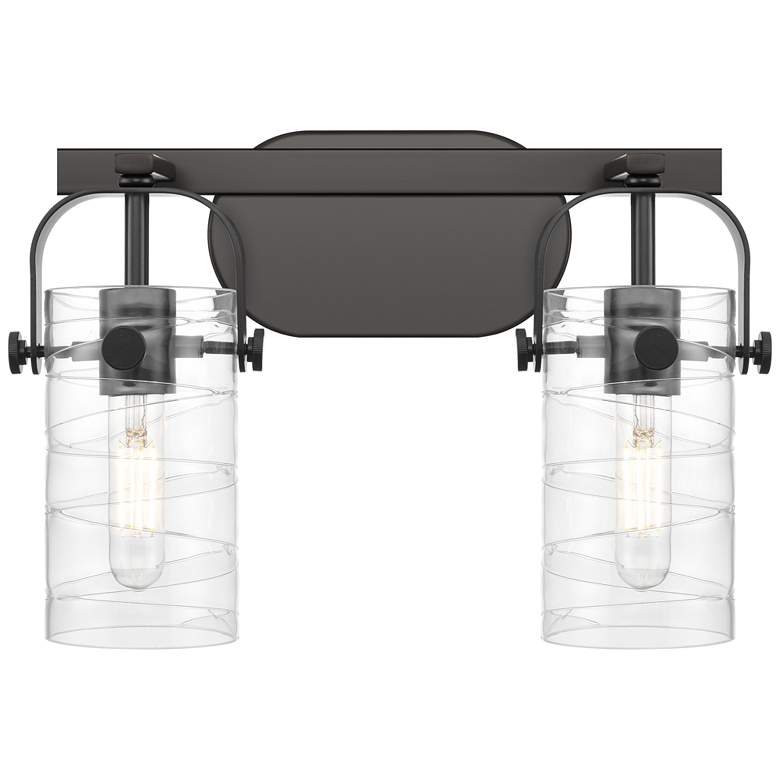 Image 1 Pilaster II Cylinder 15" Wide 2 Light Matte Black Bath Light w/ Swirl
