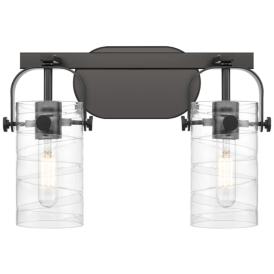 Pilaster II Cylinder 15" Wide 2 Light Matte Black Bath Light w/ Swirl Pilaster II Cylinder 15" Wide 2 Light Matte Black Bath Light w/ Swirl