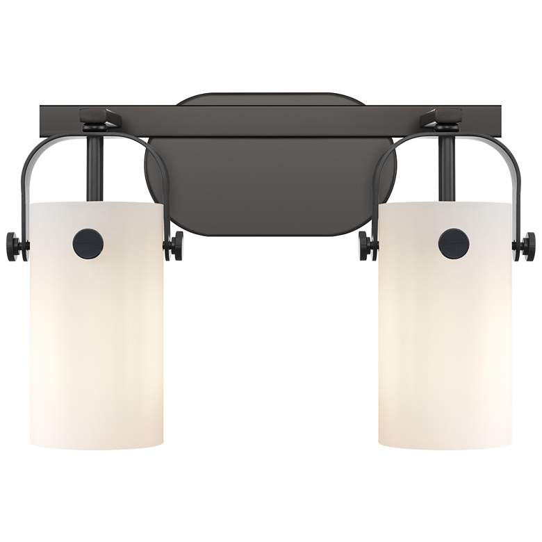 Image 1 Pilaster II Cylinder 15" Wide 2 Light Matte Black Bath Light w/ White