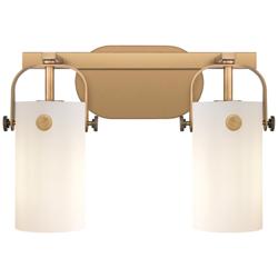 Pilaster II Cylinder 15"W 2 Light Brushed Brass Bath Light w/ White Sh