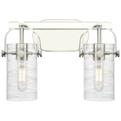 Pilaster II Cylinder 15"W 2 Light Polished Nickel Bath Light w/ Swirl