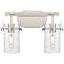 Pilaster II Cylinder 15"W 2 Light Satin Nickel Bath Light w/ Swirl Sha