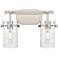 Pilaster II Cylinder 15"W 2 Light Satin Nickel Bath Light w/ Swirl Sha