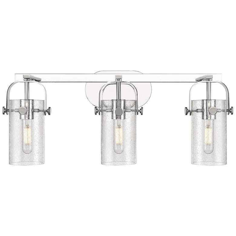 Image 1 Pilaster II Cylinder 25" Wide 3 Light Chrome Bath Light With Seedy Sha