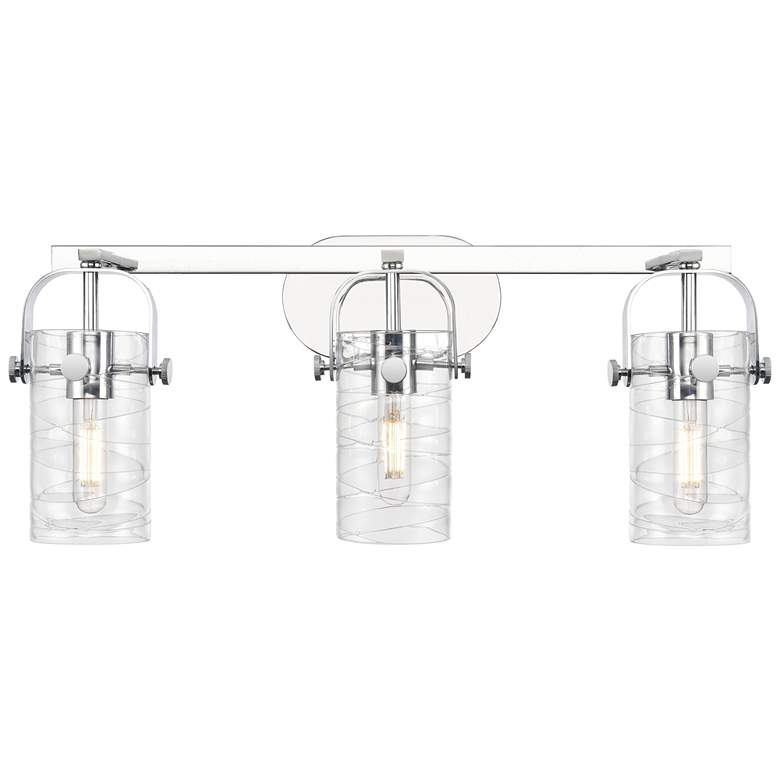 Image 1 Pilaster II Cylinder 25" Wide 3 Light Chrome Bath Light With Swirl Sha