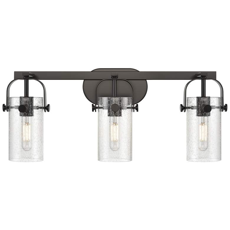 Image 1 Pilaster II Cylinder 25" Wide 3 Light Matte Black Bath Light w/ Seedy