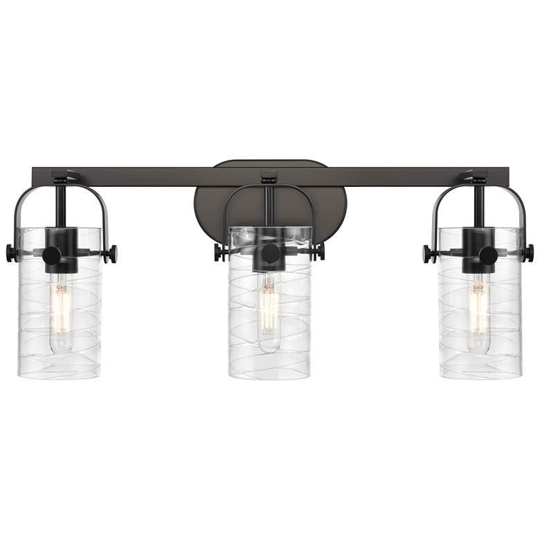 Image 1 Pilaster II Cylinder 25" Wide 3 Light Matte Black Bath Light w/ Swirl