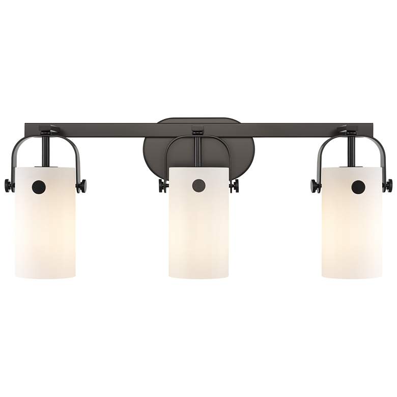 Image 1 Pilaster II Cylinder 25" Wide 3 Light Matte Black Bath Light w/ White